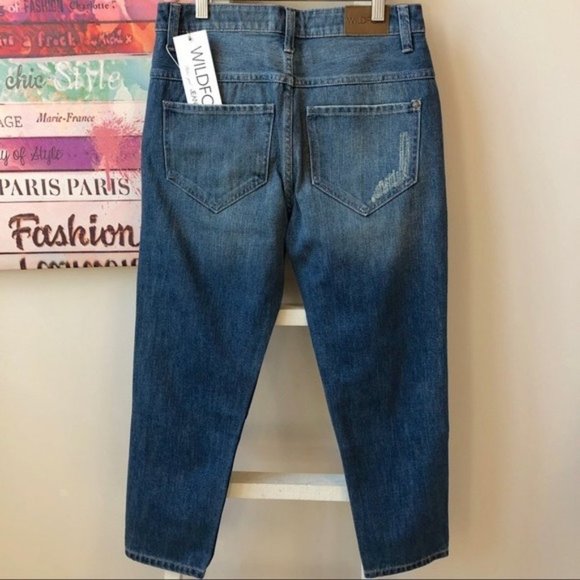 NWT Wildfox Distressed Cropped High Rise Slim Boyfriend Jeans Women's Size 24 - Picture 9 of 13